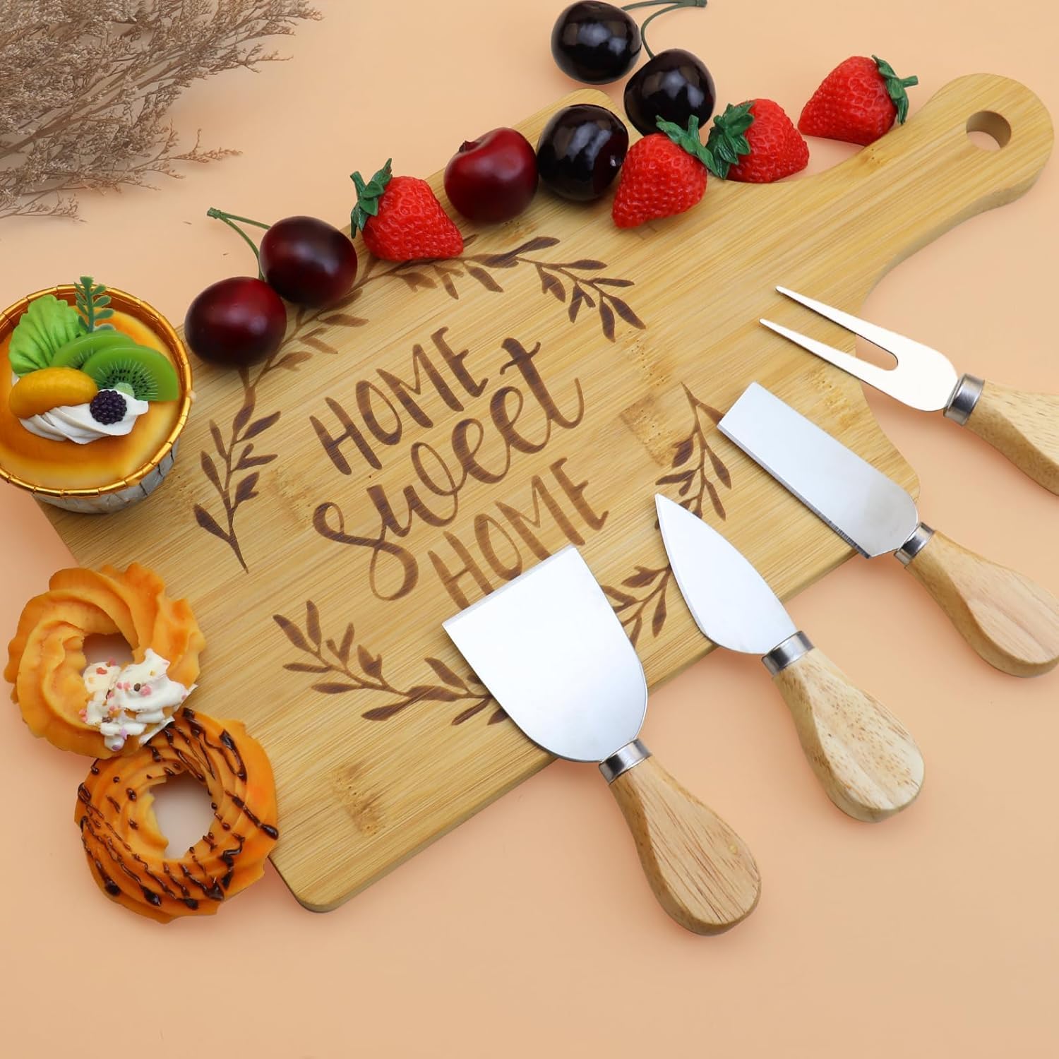 Conjunto de 4 cuchillos para queso con mango de madera de Sanfosoft