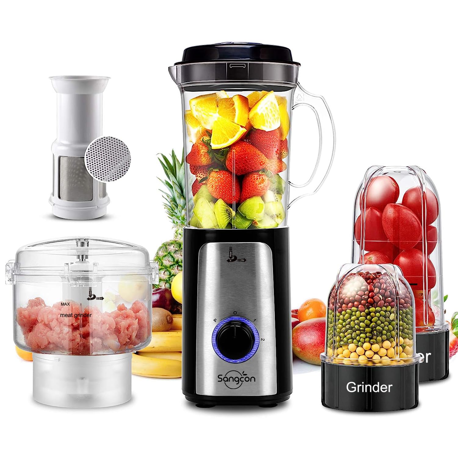 Sangcon batidora 5 en 1 para procesar frutas y verduras frescas