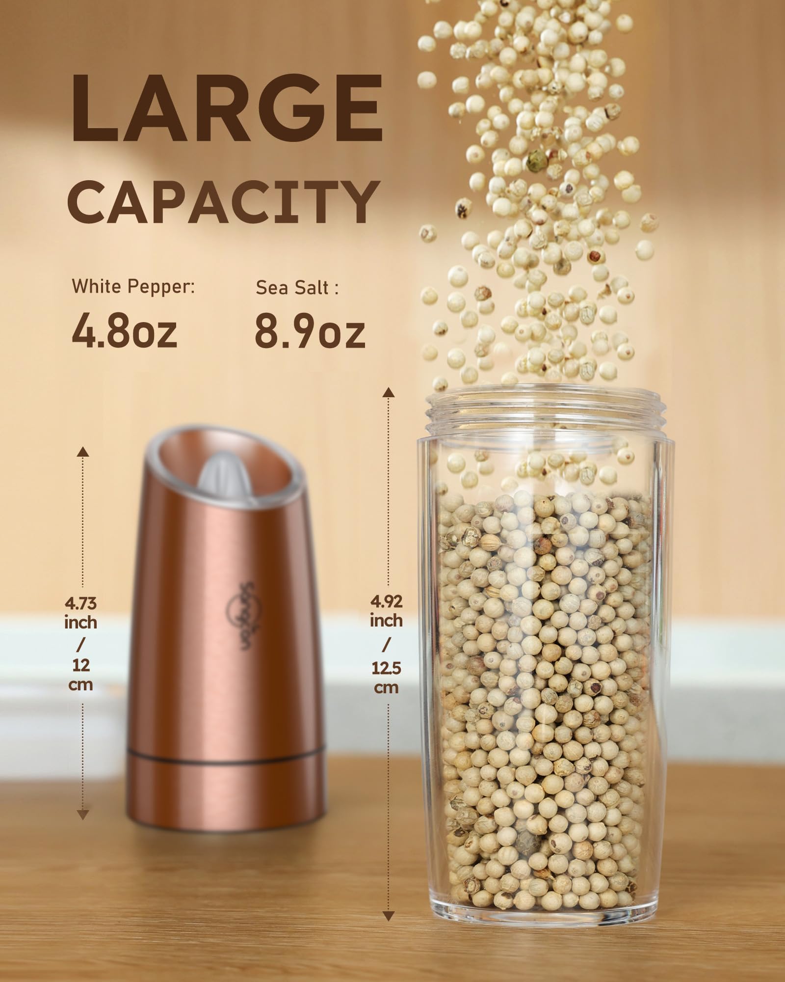 Capacidad de pimienta de Sangcon Gravity para especias aromáticas.