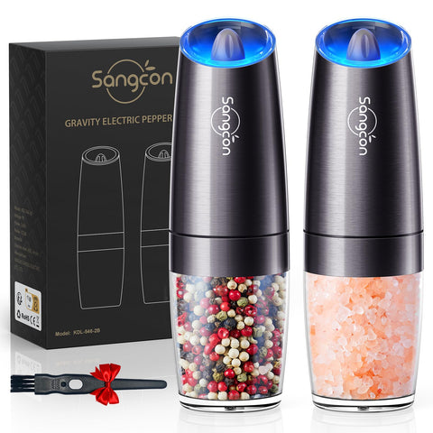 Sangcon molino sal-pimienta con sensor gravedad y cuerpo acrílico transparente