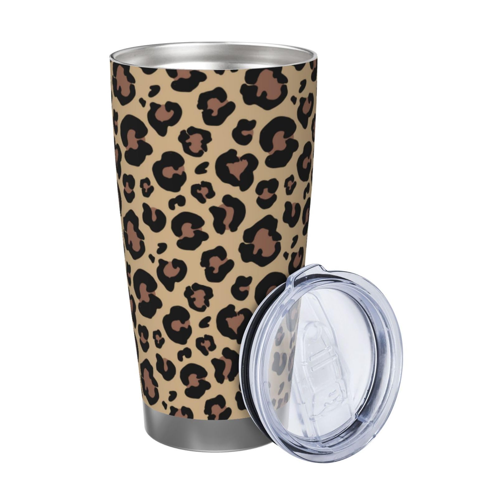 Sanghing tumbler Leopardo de doble pared, mantiene bebidas frías o calientes por más tiempo.