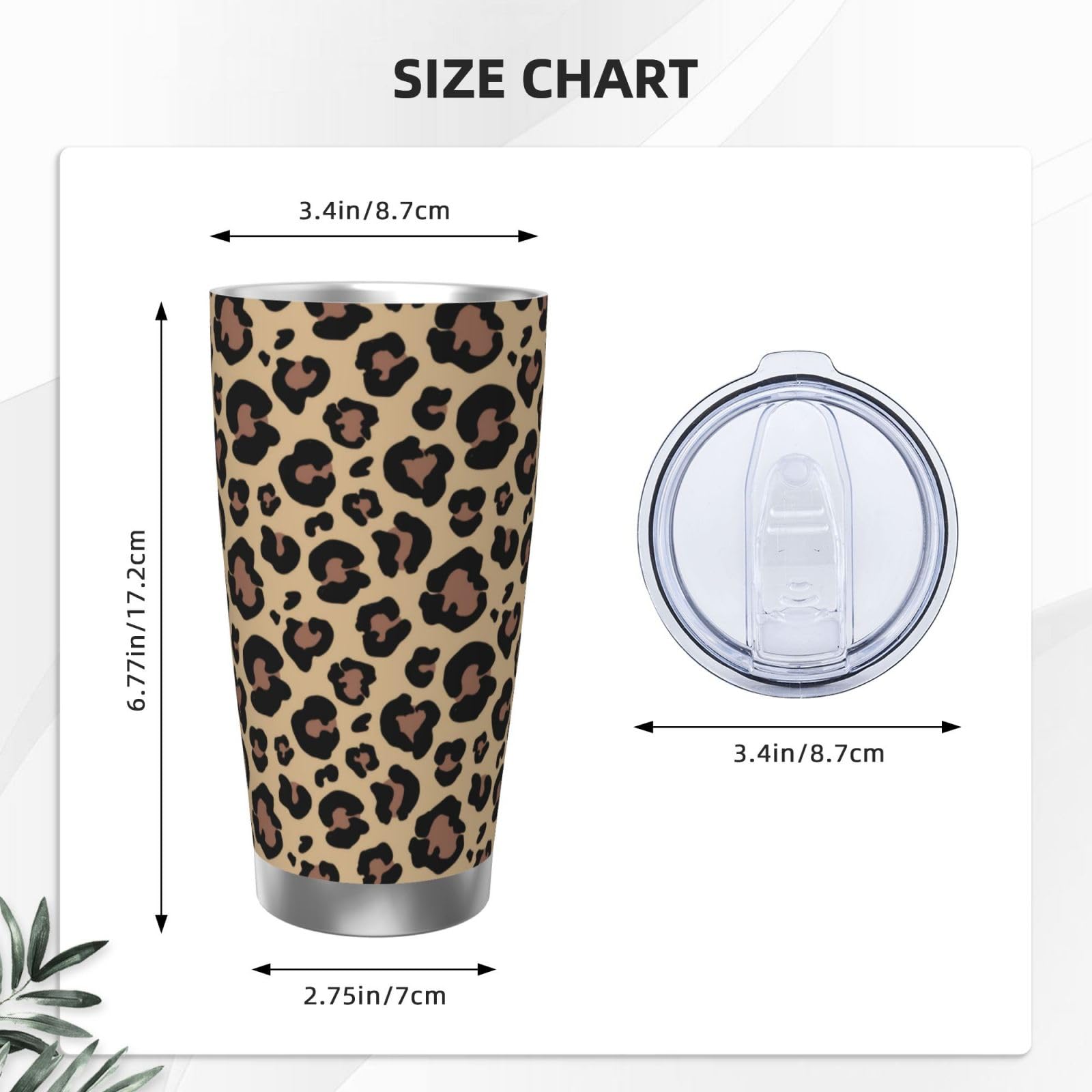 Sanghing tumbler Leopardo compatible con portavasos, ideal para viajes.