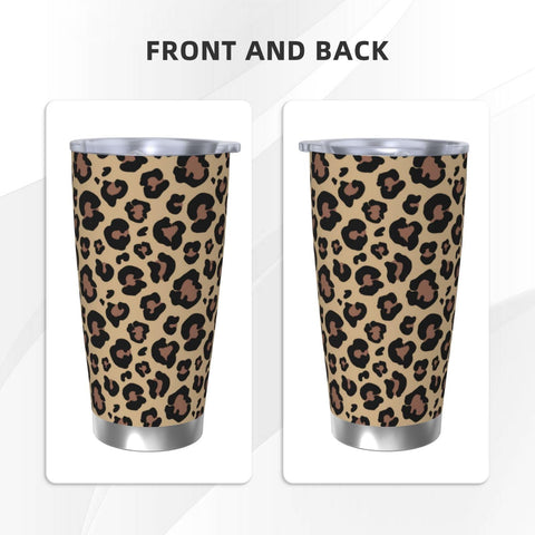Sanghing tumbler Leopardo con tapa antiderrames, perfecto para coche o escritorio.