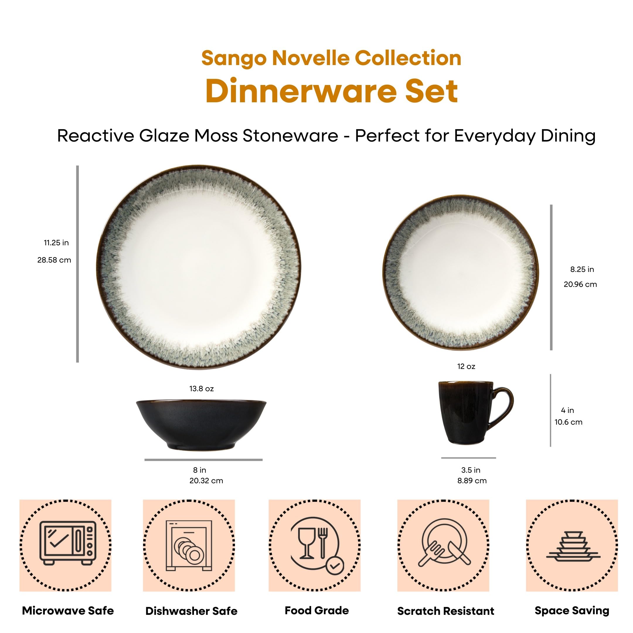 SANGO Novelle Moss plato ensalada con acabado distintivo para cenas casuales