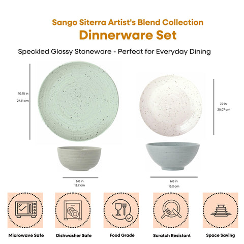 Sango Siterra Artist Blend plato de ensalada con veta moteada para comidas diarias.