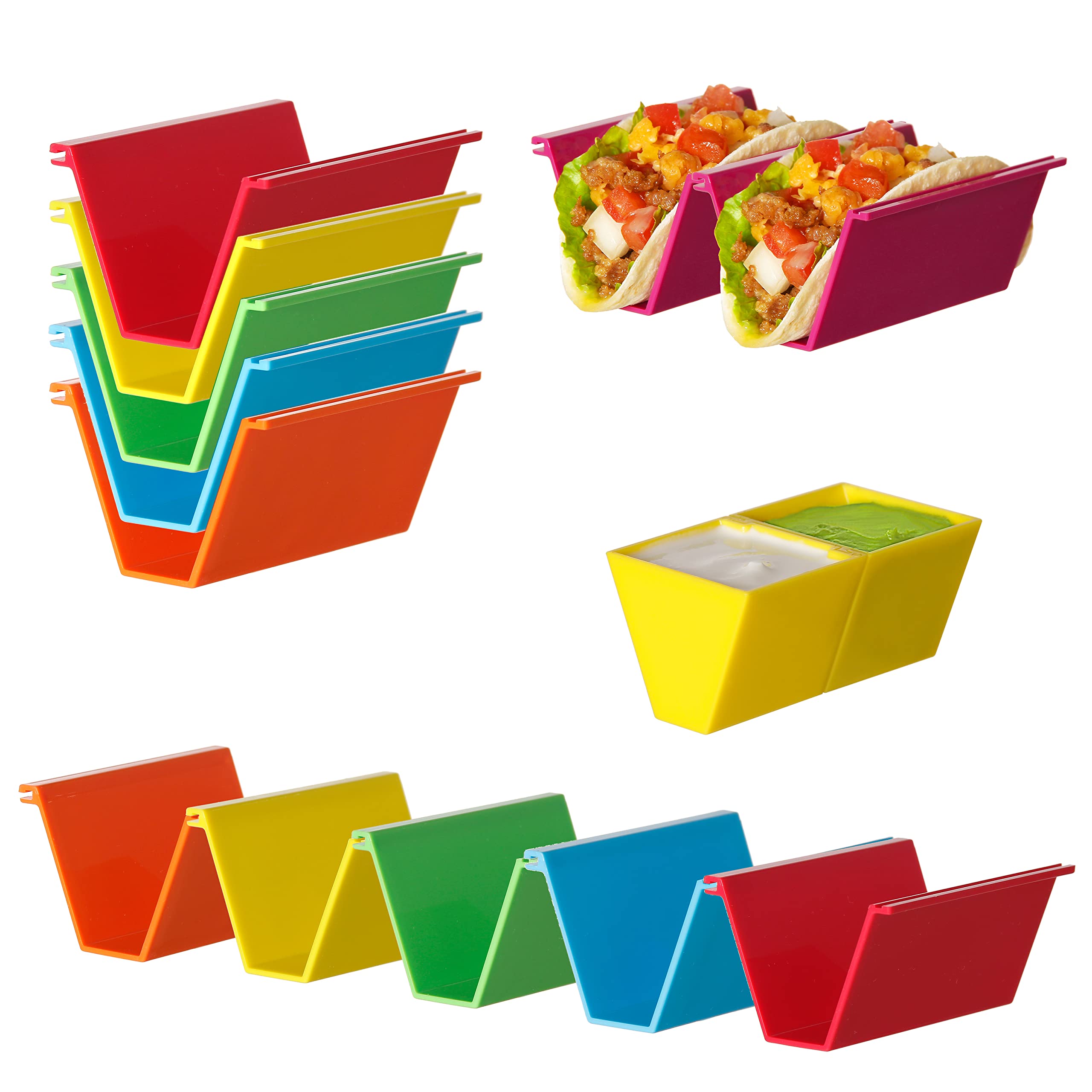 SanmChuf set de 12 portatacos apilables para servir con orden