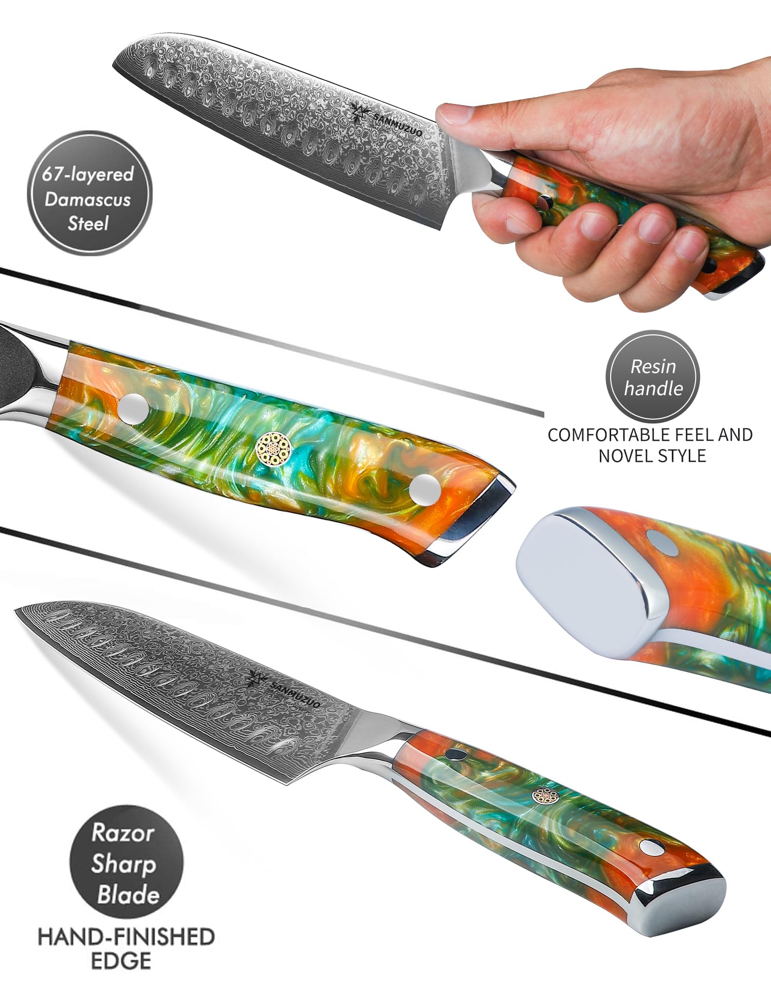 SANMUZUO afilado preciso, filo afilado para verduras, pescado y carnes.