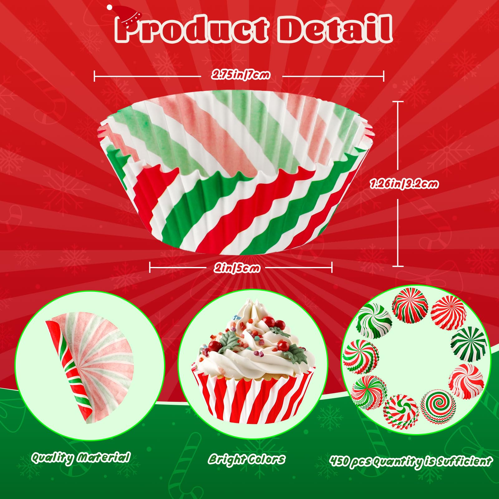SANNIX envoltorios para cupcakes con colores rojos y verdes, ideales para decoraciones festivas