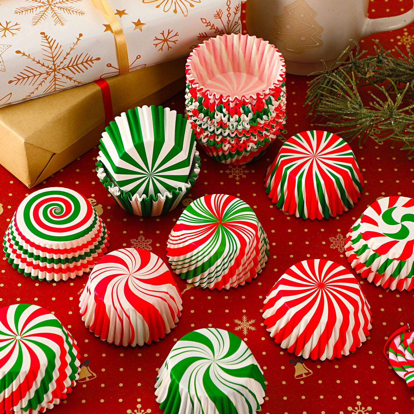 SANNIX papeles para magdalenas con diseño navideño, útiles para presentar dulces en fiestas