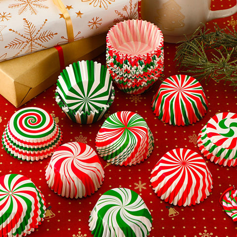 SANNIX papeles para magdalenas con diseño navideño, útiles para presentar dulces en fiestas