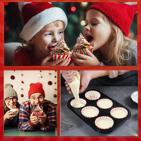 SANNIX cubiertas para cupcakes con estampado navideño, fáciles de usar en catering y hogares