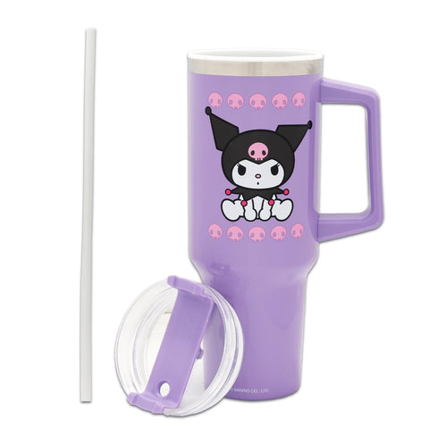 SANRIO Kuromi vaso con tapa y pajilla para beber sin derrames.