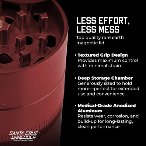 Santa Cruz Shredder cierre magnético para evitar derrames y conservar aromas
