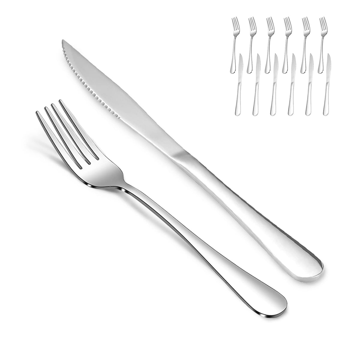 SANTUO cubiertos 12 piezas con acabado espejo para mesa elegante y duradera.