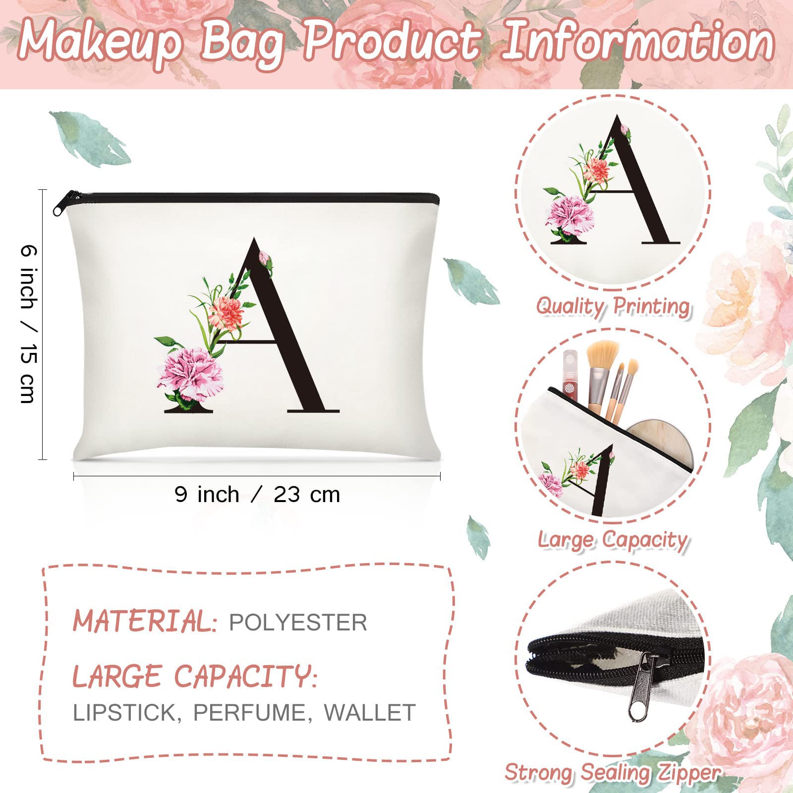 Sanuurfky estuche maquillaje monograma, regalo perfecto para mujeres