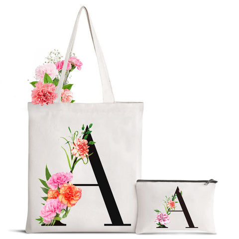 Sanuurfky tote de lona con iniciales para organizar tus esenciales diarios