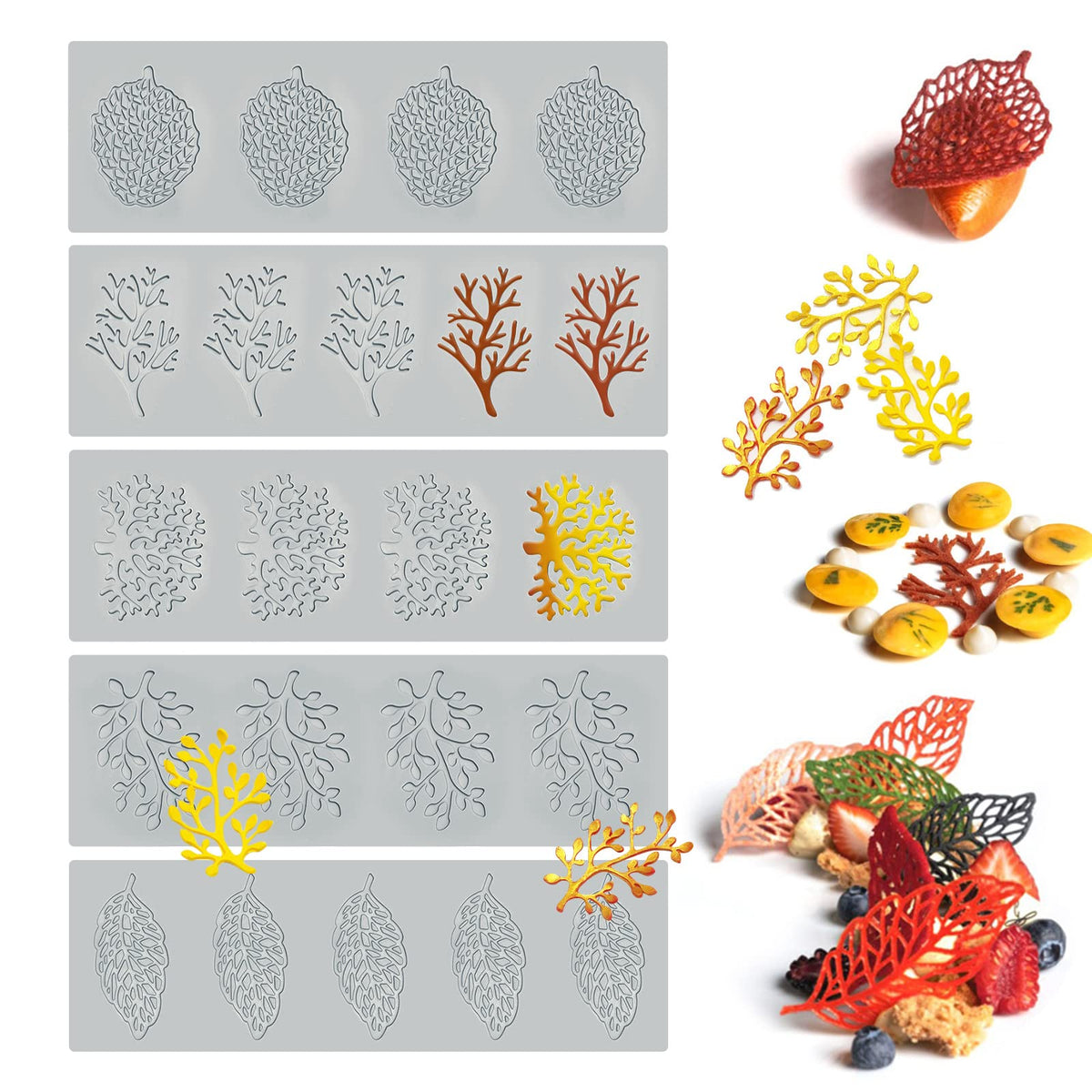 SanZaoGang hojas silicona set 5 para decorar tortas con fondant