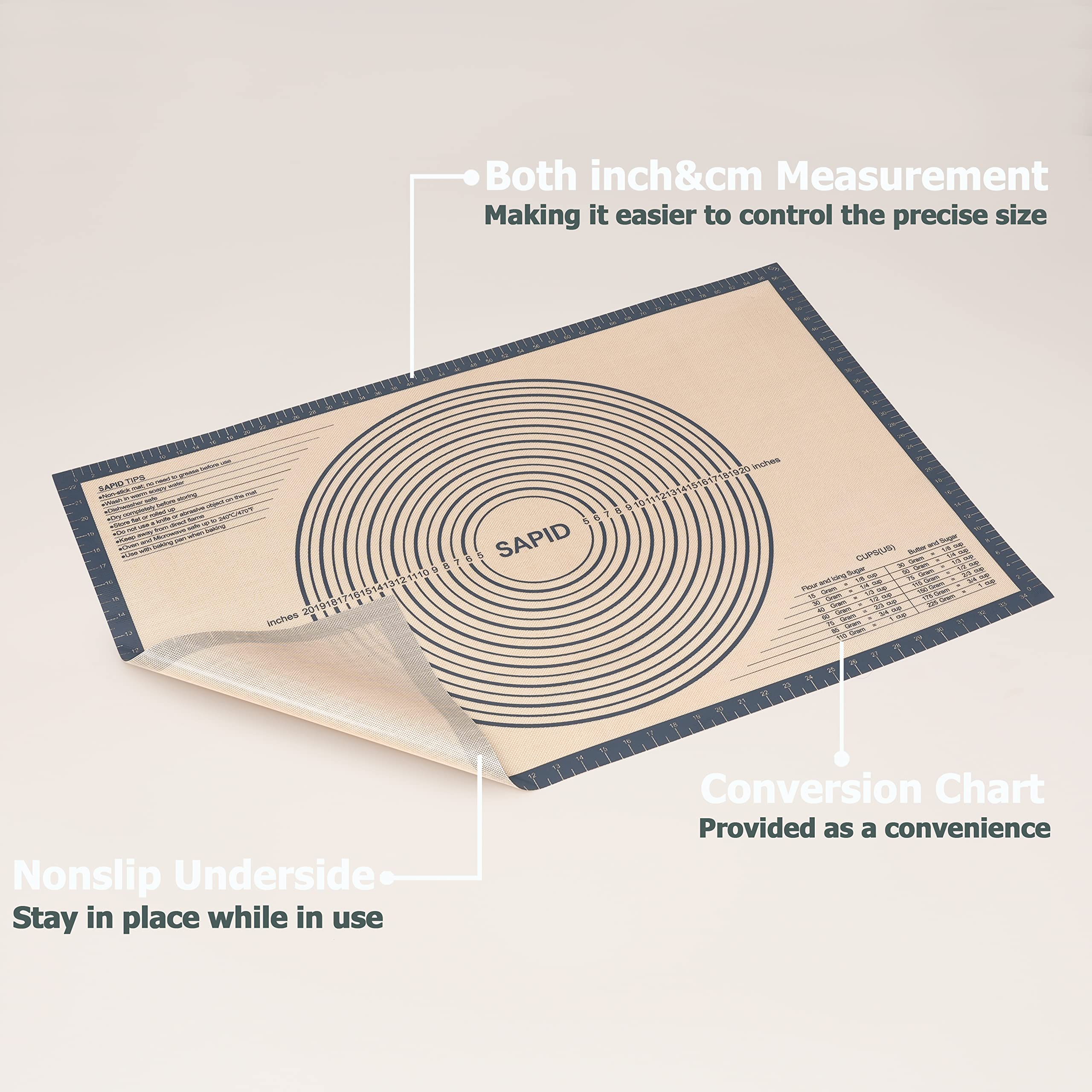 Sapid Mat resistente a temperaturas de -30 a 480 °F.