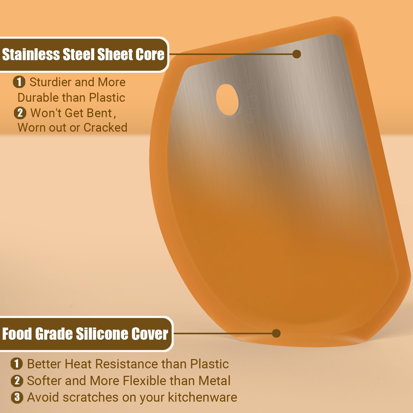 SAPID raspador masa con borde plano y curvo, ergonómico para masas variadas.