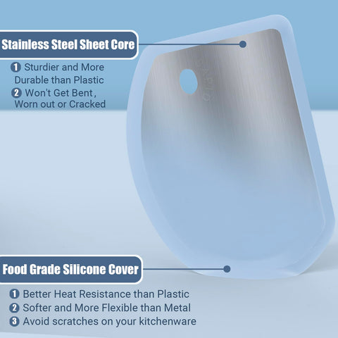 SAPID raspador de masa silicona flexible acero; color menta, útil para raspar tazones y cortar masa.