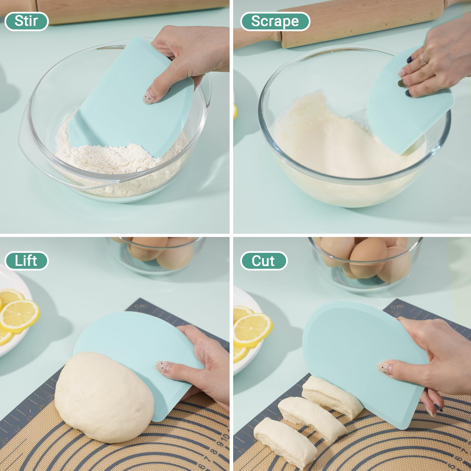 SAPID raspador masa tamaño ergonómico cómodo en la mano para mezclar masa.