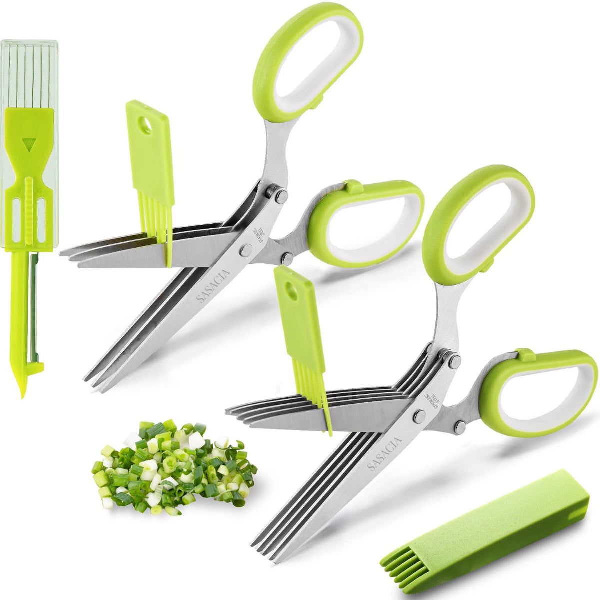 Tijeras SASACIA para hierbas con 5 hojas, corte preciso en la cocina