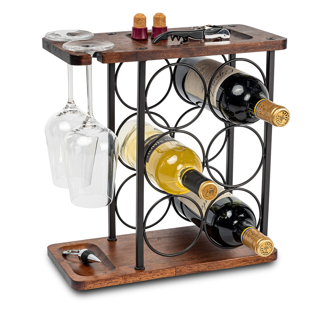 SASIDO portabotellas encimera 6 botellas para cocina ordenada y decorativa.