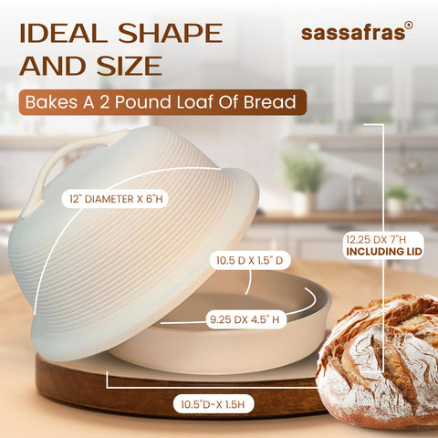 La tapa domo de Sassafras distribuye calor de forma uniforme para horneado.