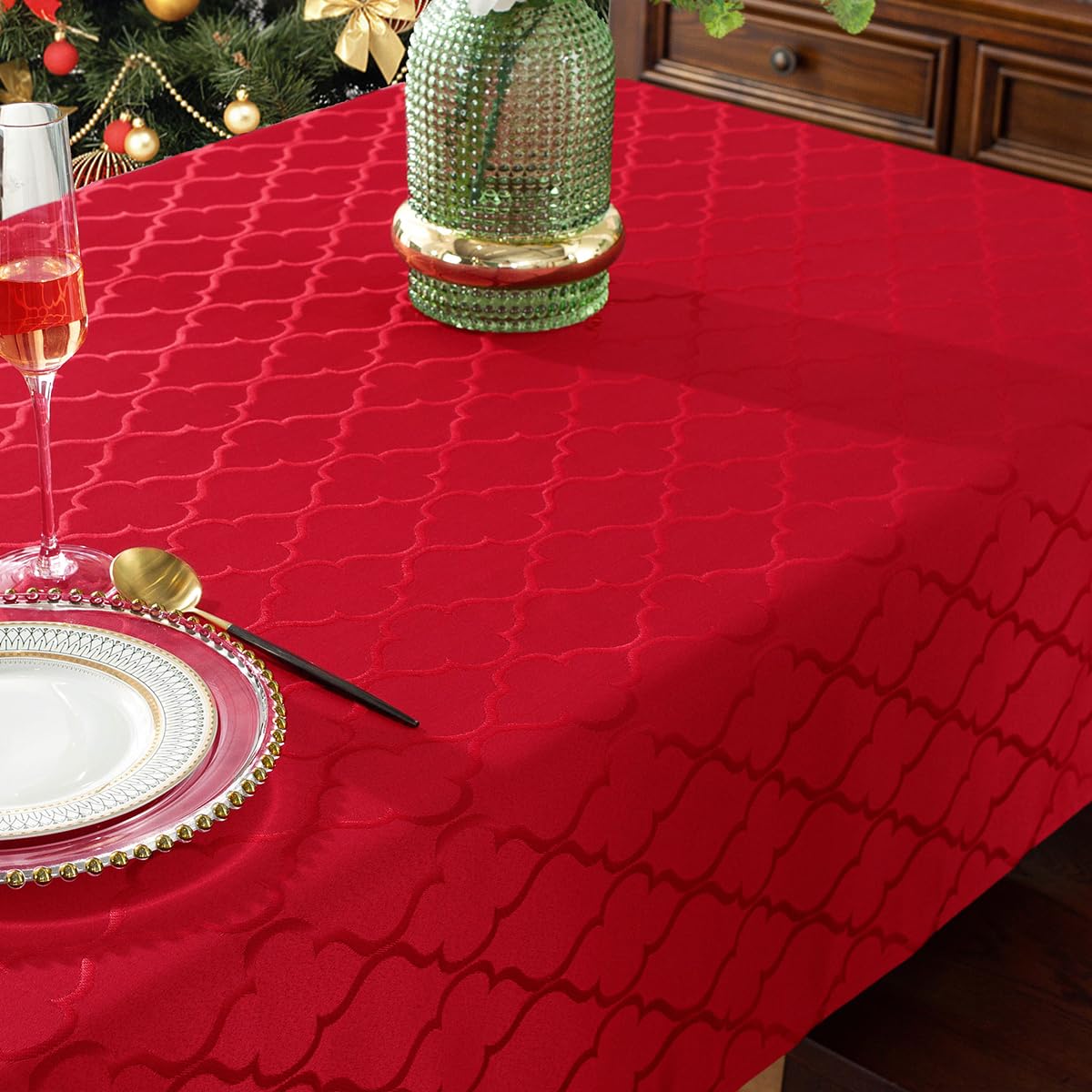 Mantel SASTYBALE jacquard damasco antiarrugas para una mesa presentable