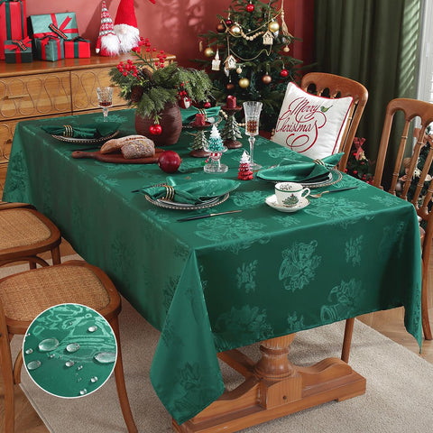 Mantel SASTYBALE verde con cascabeles para mesa festiva y protección duradera.