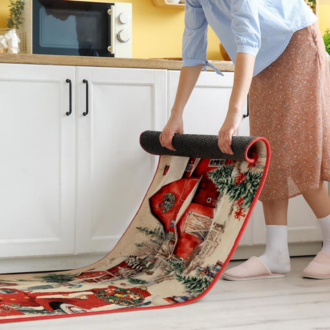 SATINIOR alfombra navideña impermeable y lavable para uso diario