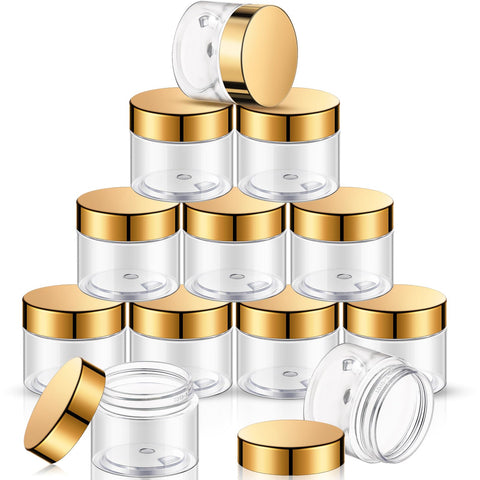 SATINIOR tarros transparentes con tapa dorada y boca amplia para cosméticos, cremas y condimentos.
