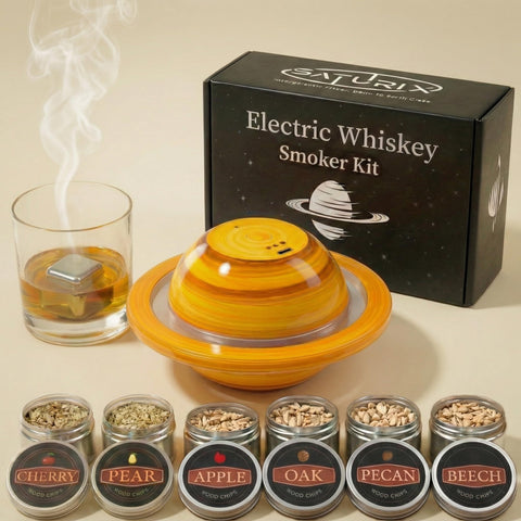 SATURIX humo frío para whisky, realza aromas con humo suave.