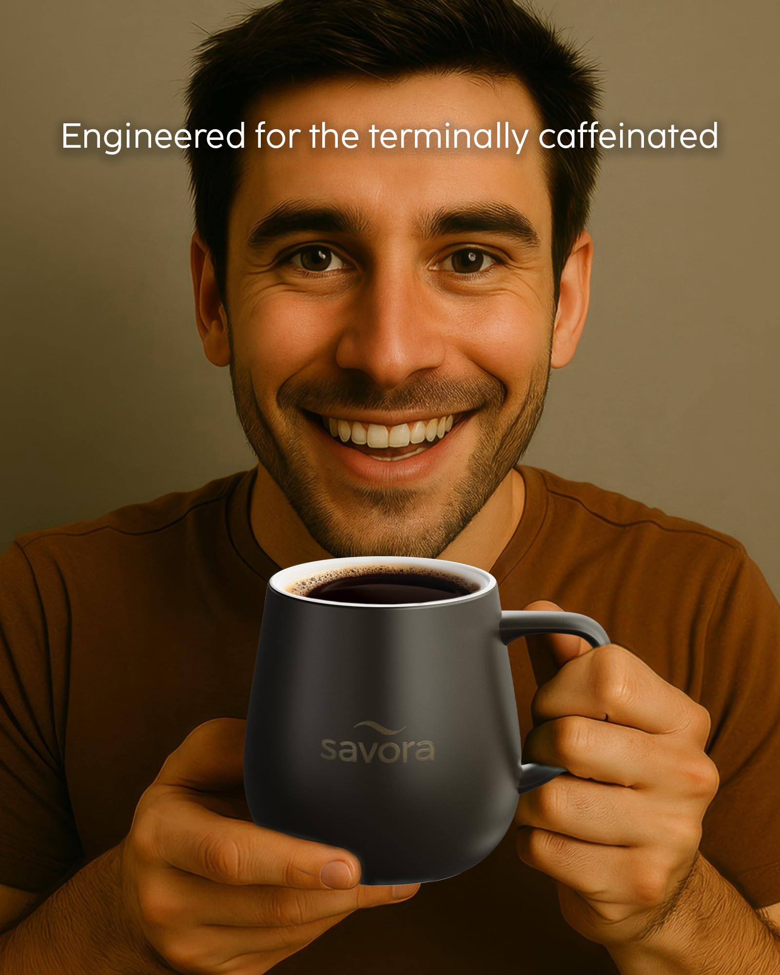Savora base inalámbrica con calentamiento, mantiene la bebida a temperatura constante.