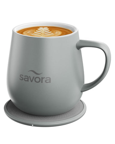 Savora: taza de café de cerámica 12oz con tapa para mantener la temperatura