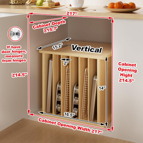 Sawjut Divisores de Madera 7 Niveles para Armario – Organizador de Bandejas y Ollas (14” ancho × 16.5” alto × 15.2” profundidad)