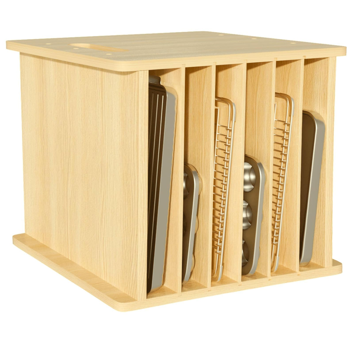 Sawjut Divisores de Madera 7 Niveles para Armario – Organizador de Bandejas y Ollas (14” ancho × 16.5” alto × 15.2” profundidad)