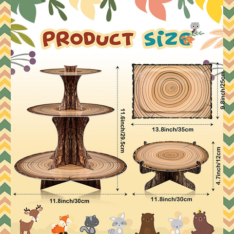 Sawysine soporte de pasteles bosque de 1 piso, ideal para porciones pequeñas.
