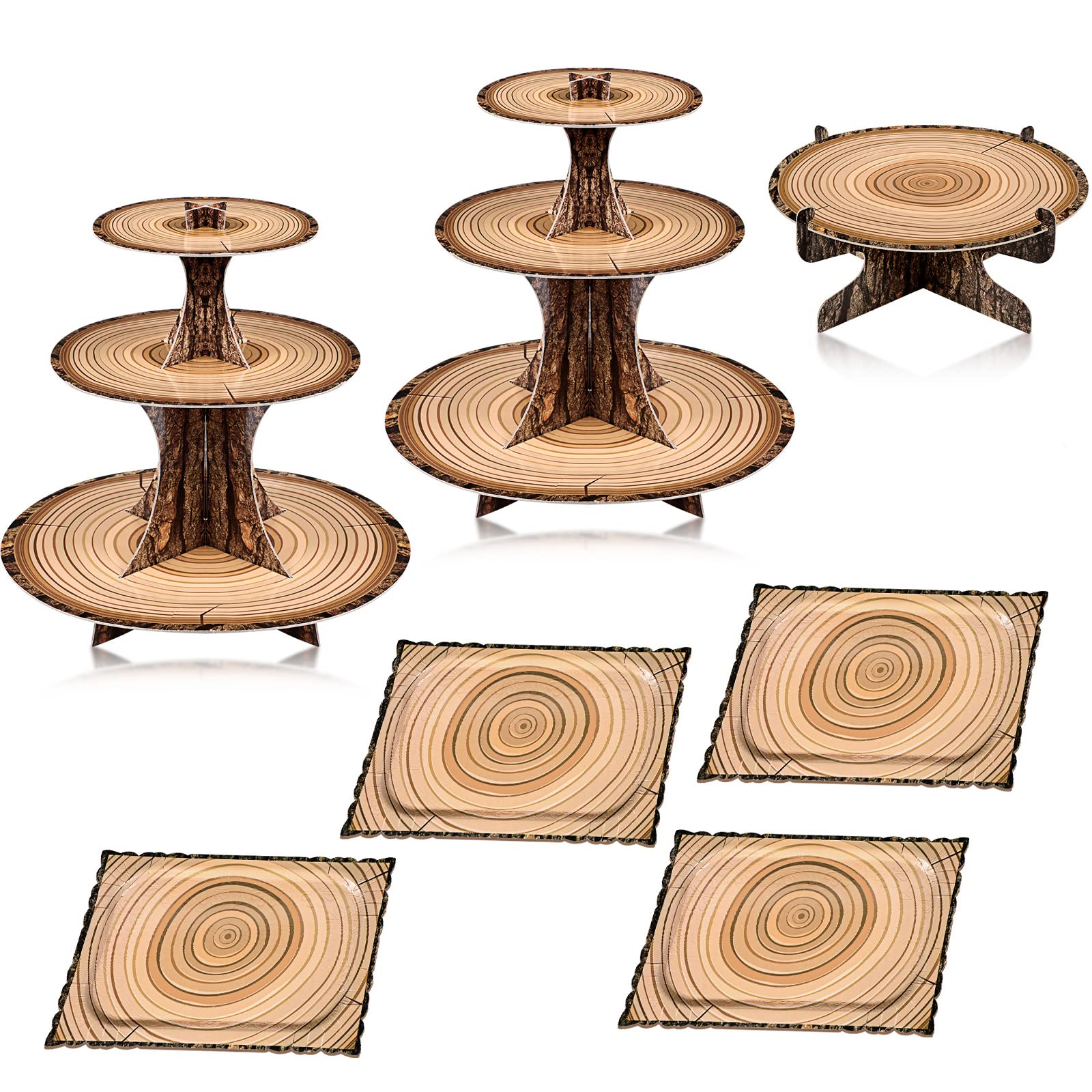 Sawysine soporte para pasteles bosque de 3 pisos, presentación elegante de postres.