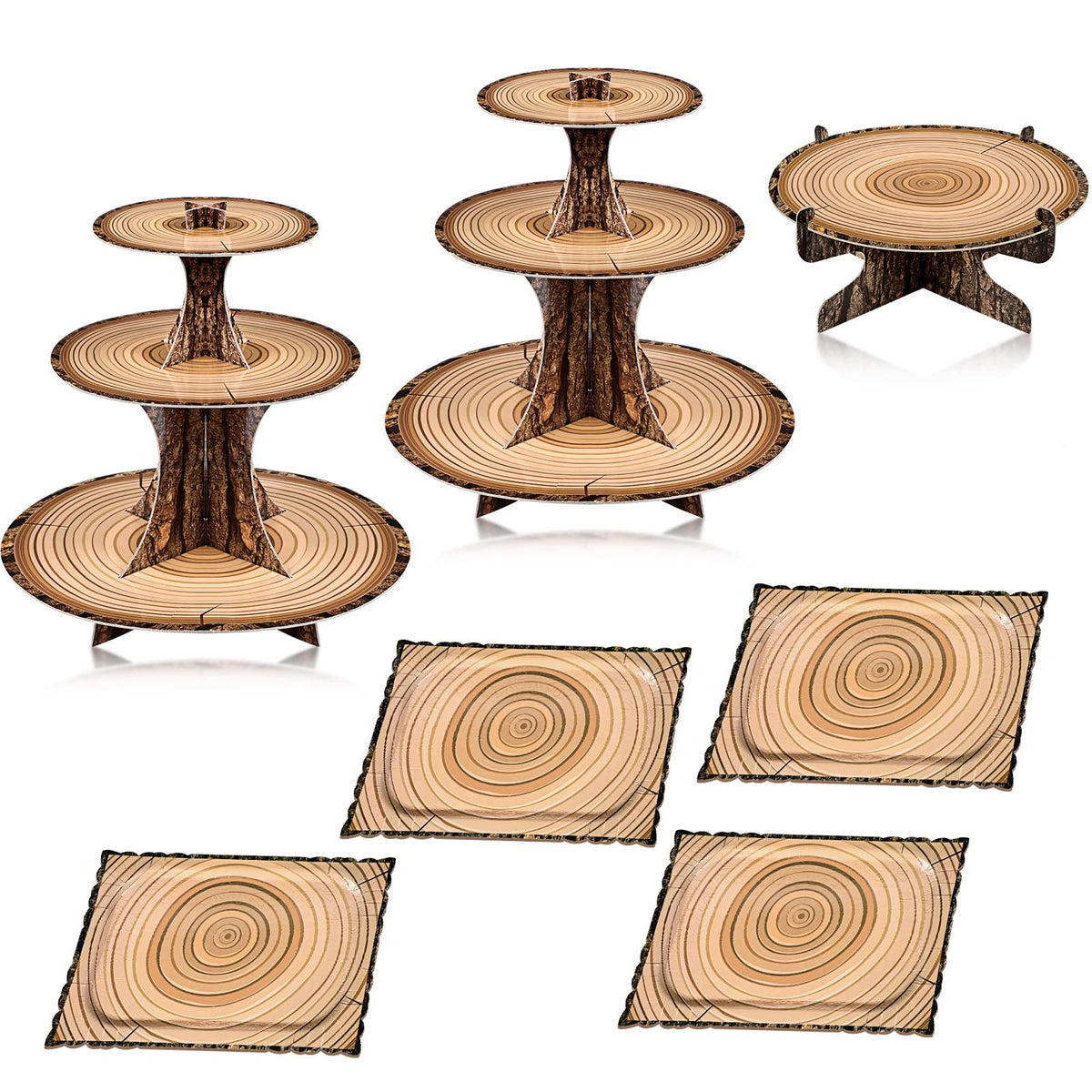 Sawysine soporte para pasteles bosque de 3 pisos, presentación elegante de postres.
