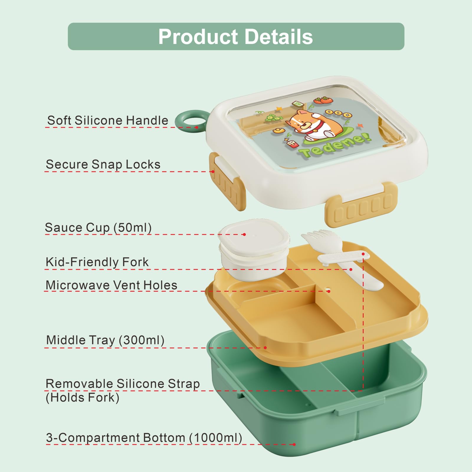 SAYAPE Bento apto para microondas, lavavajillas y congelador.