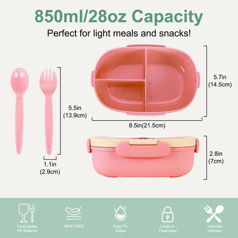 SAYAPE Bento con compartimentos para separar comida y snacks, ideal para la escuela.