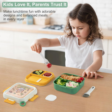 SAYAPE Bento diseño cartoon verde para comidas divertidas en casa o escuela.