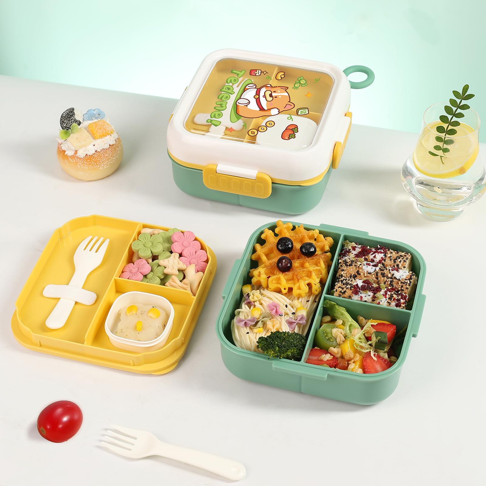 SAYAPE Bento asa integrada de silicona para llevar con comodidad.