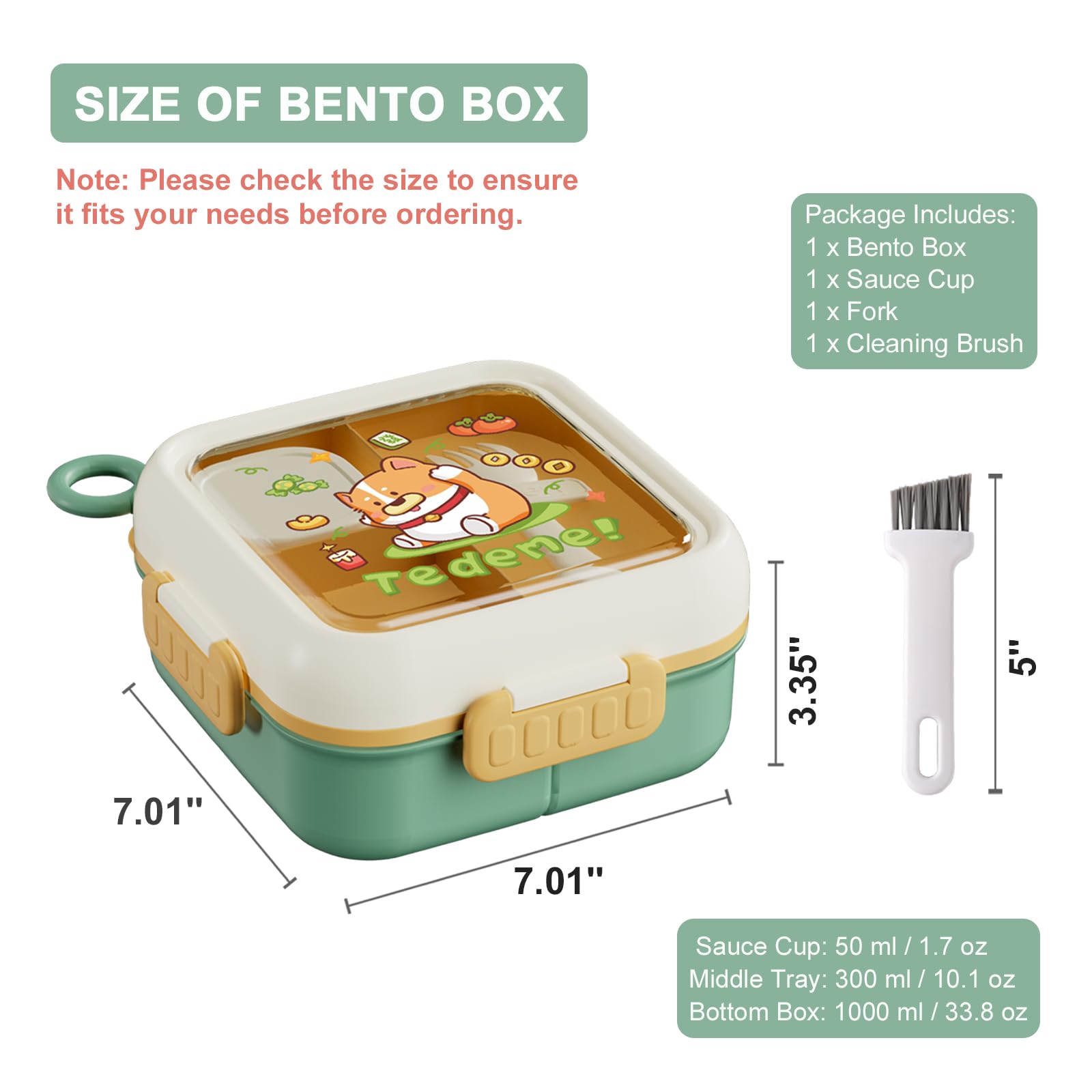 SAYAPE Bento incluye taza de salsa de 50 ml para dips y aderezos.