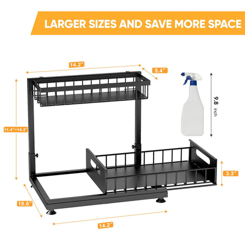 Saydear organizador-bajo-lavabo-para-cocina-y-bano mantiene ordenados utensilios y productos de higiene.