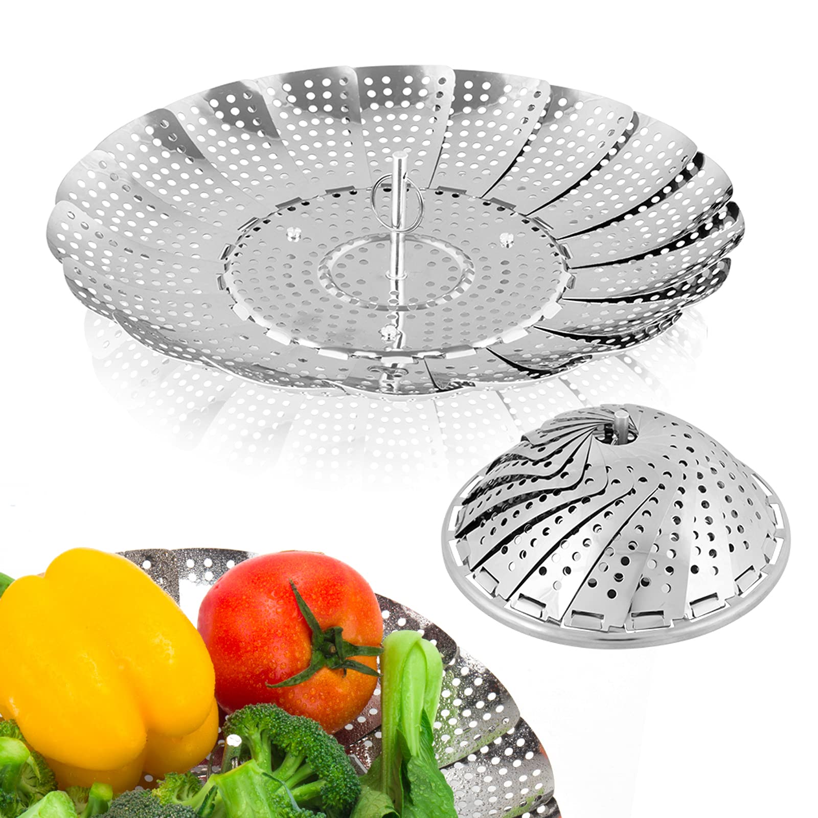 Sayfine cesto de vapor verduras con pétalos de diseño premium para conservar nutrientes