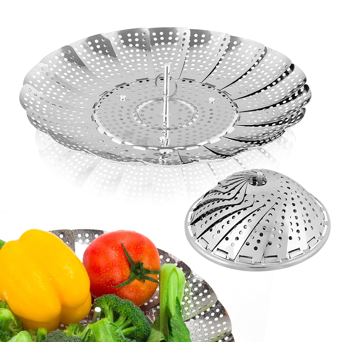 Sayfine cesto de vapor verduras con pétalos de diseño premium para conservar nutrientes