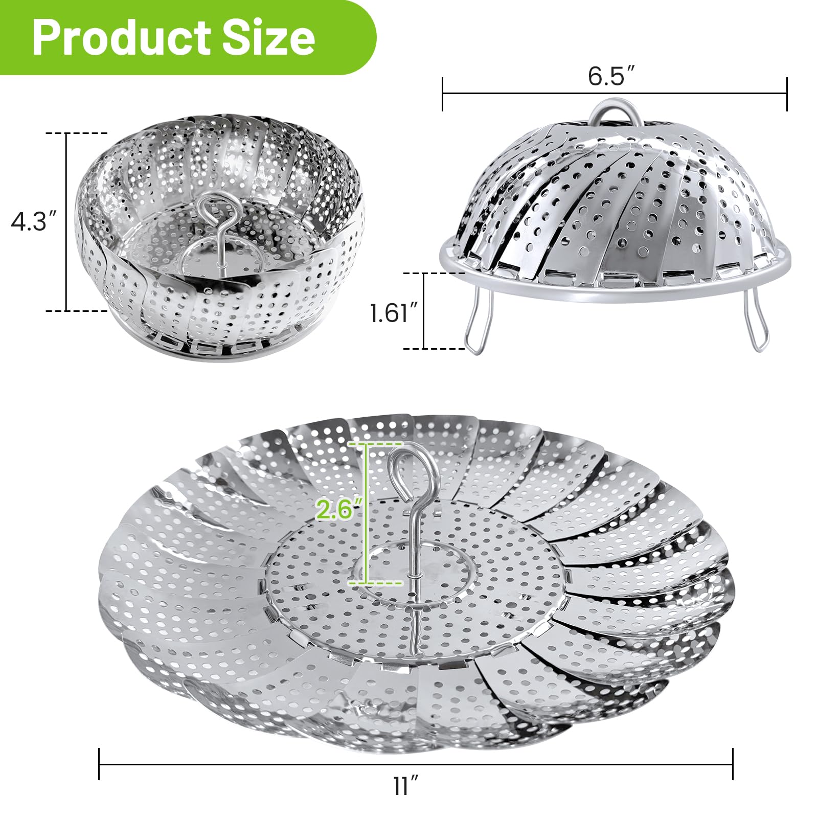 Sayfine cesta al vapor verduras expansible, se adapta a ollas grandes