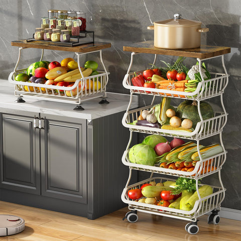 SAYZH cesta-fruta con tapa de madera para acceso rápido a las frutas